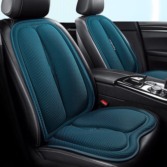All Season Car Seat Cushion with Backrest High Density Sponge Mesh Fabric Breathable Ventilated Cooling Pad Pressure Relief Support Universal Vehicle Fit(Blue)