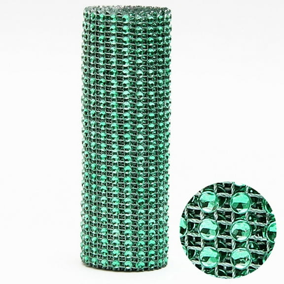 Season Clearance Cyence 24 Rows Of Plastic Hollow Mesh Drill Green, Crystal Rhinestone Ribbons Plastic 24 Rows Shiny Diamond Rhinestone Mesh Wrap Roll Green