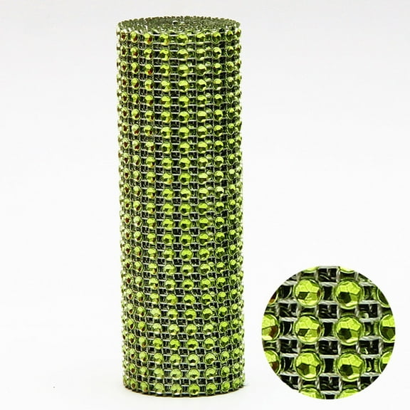 Season Clearance Cyence 24 Rows Of Plastic Hollow Mesh Drills in Military Green, Crystal Rhinestone Ribbons Plastic 24 Rows Shiny Diamond Rhinestone Mesh Wrap Roll Army Green