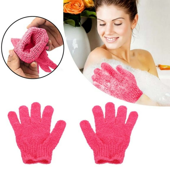 Season Clearance Cyence Rose Red Bath Gloves, Exfoliating Body Gloves Bath Wash Skin Massage Deep Cleansing Dead Skin Brush Scrub Spa Scrubber For Men Women & Kids Hot Pink