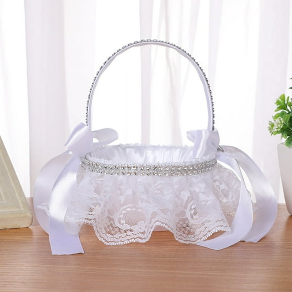 Season Clearance Cyence Wedding Flower Baskets, Elegant Bridal Flower Basket Decorative Eye Catching Design For Wedding Accessories Ideal For Flower Girls Wedding Supplies A