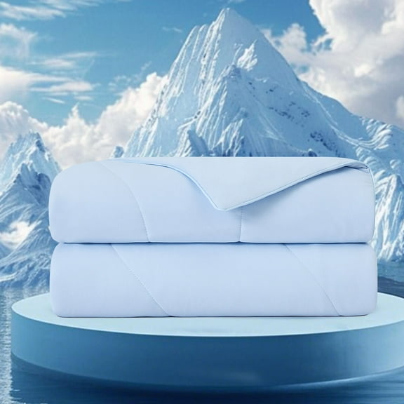 All Season Comforter, 1-Piece 108x90" Cooling DA Comforter,Ice Blue, Ice Blue Cooling Comforter,Nylon Down Alternative Comforter, Household Supplies & Décor Bedding Comforters 1-Piece 108x90" Cooling