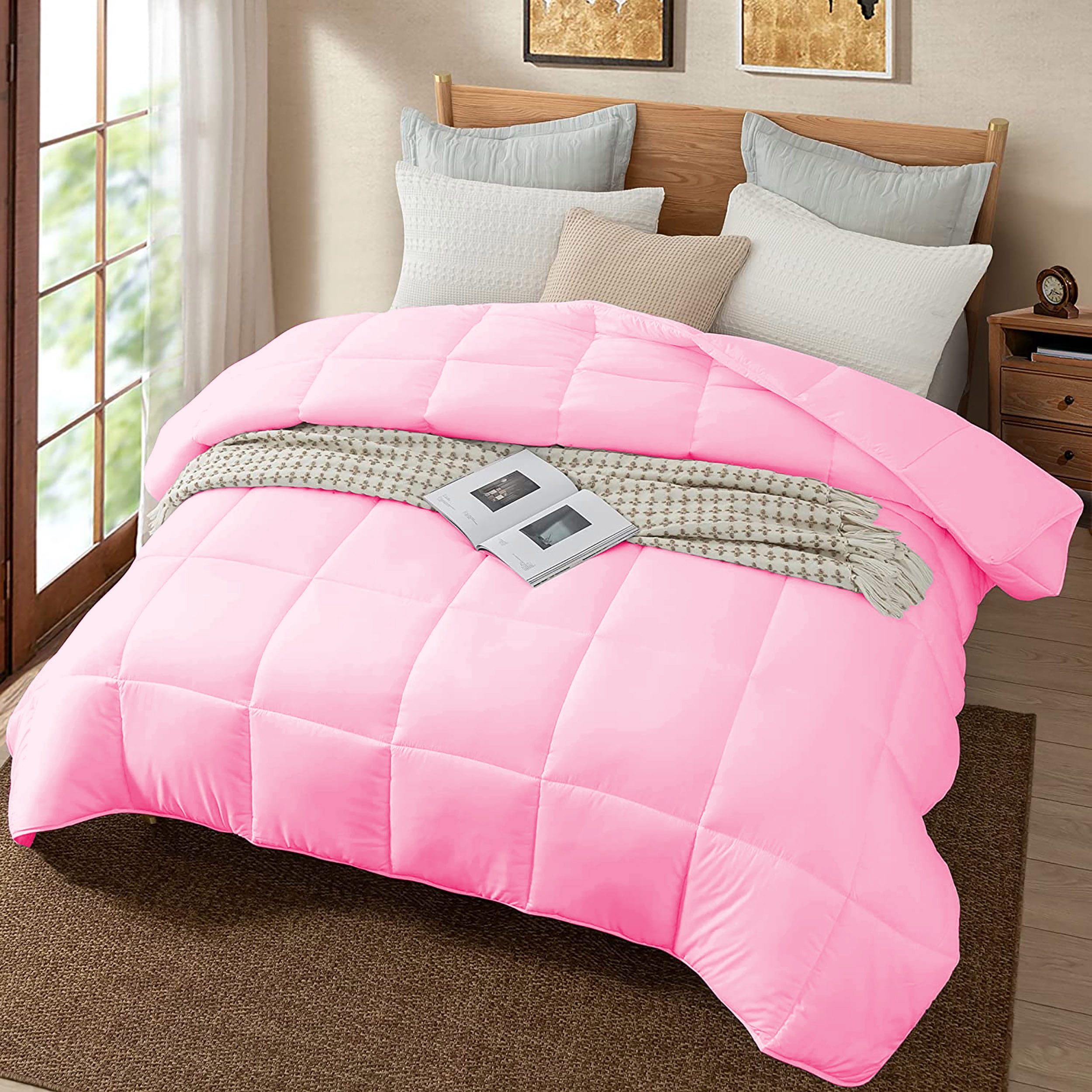 All Season Comforter Oversized King, Duvet Insert, Quilted Comforter with Corner Tabs, Duvet Lightweight Quilt, Down Alternative Hotel Comforter Oversized King 98X116 Baby Pink