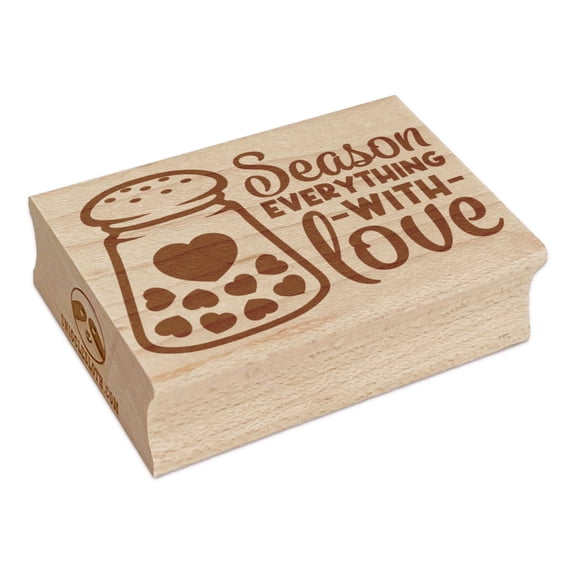 Season Everything with Love Salt Pepper Shaker Cooking Baking Rectangle Rubber Stamp Stamping Scrapbooking Crafting - Small 1.7in