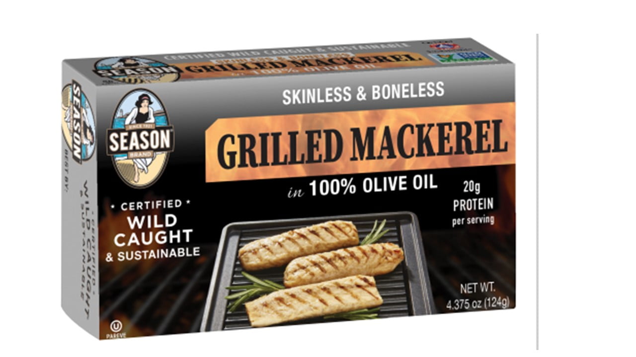 Season Grilled Mackerel Fillets in Olive Oil, 4.375 oz