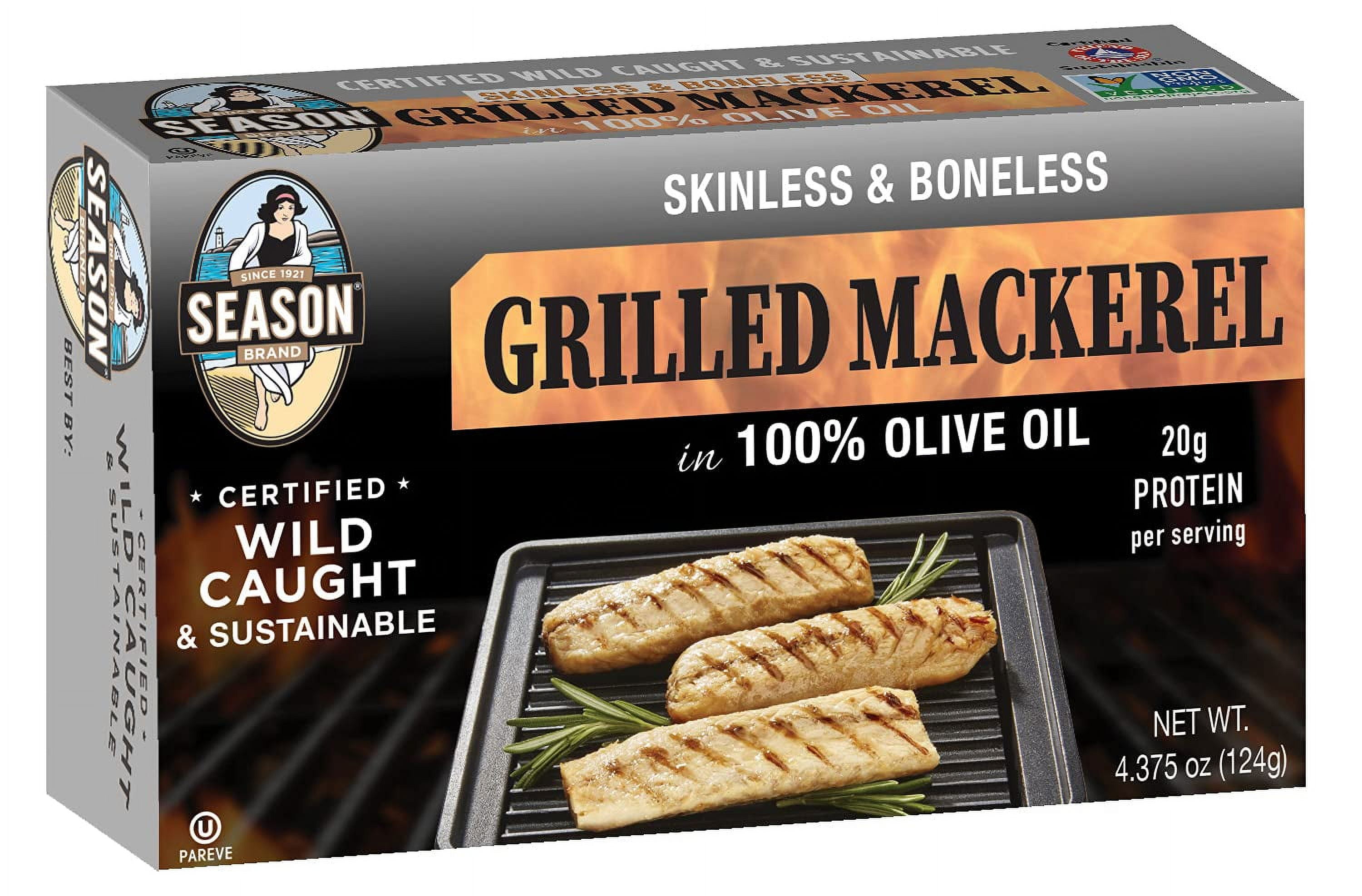 Season Grilled Mackerel in Olive Oil Skinless & Boneless Mackerel