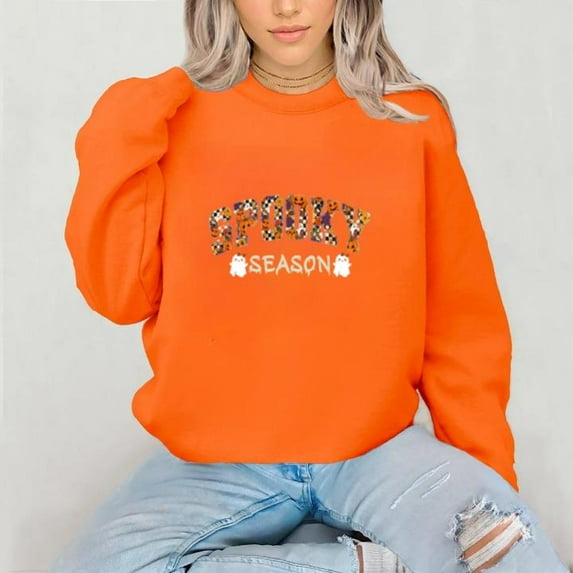 Season Halloween Ghost Design Cute Graphic Print Sweatshirt, up to size 5XL