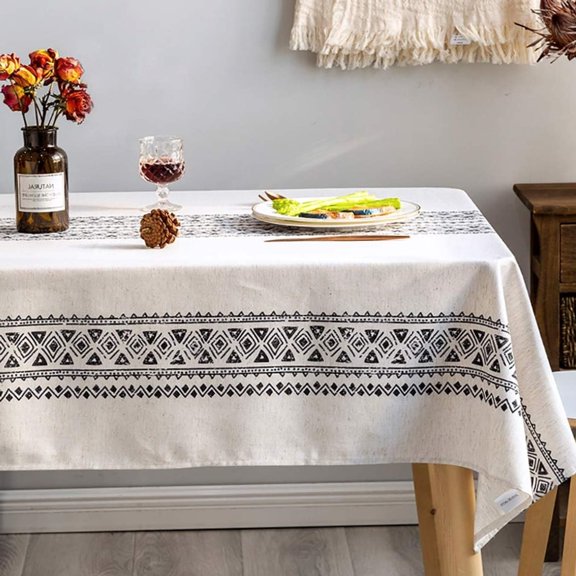 Season Modern and Minimalist Tablecloth Linen Fabric Decorative 55x120 Rectangle Printed Pattern Geometry Design Non-Fade Washable