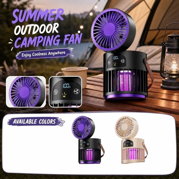 All Season Outdoor Use Product, Battery Powered Fan Rechargeable, Mosquito Lamp, Outdoor Bug, 2-In-1 Cooling and Insect Tool, Usb Powered Portable Quiet Fan and Indoor Outdoor