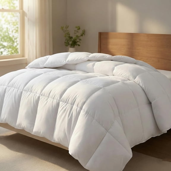 All Season Oversized Queen Comforter Fluffy Quilted Lightweight Reversible Down Alternative Duvet Insert with 8 Corner Tabs,Soft Summer Winter Warm,Machine Washable 98 x 98 inches