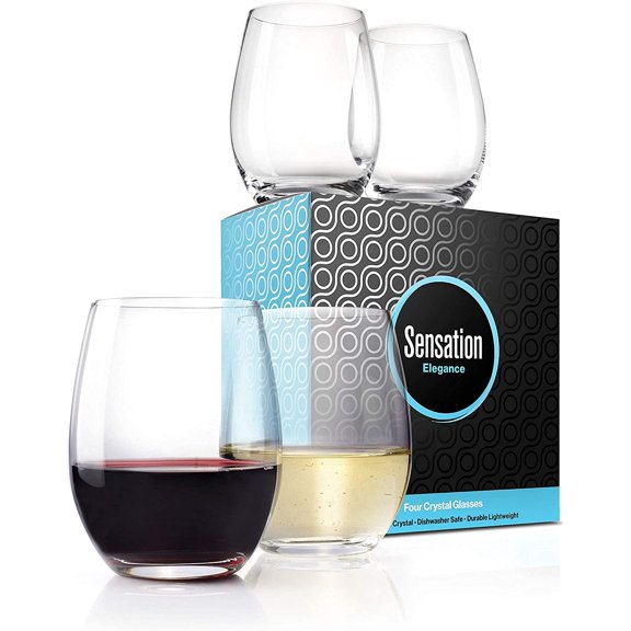 Season STORY Crystal Stemless Wine Glasses Set of 4-15 oz, Red Wine Glasses, Copas De Vino De Cristal Elegantes, Chardonnay Wine Glasses, pinot noir wine glass set, gift set