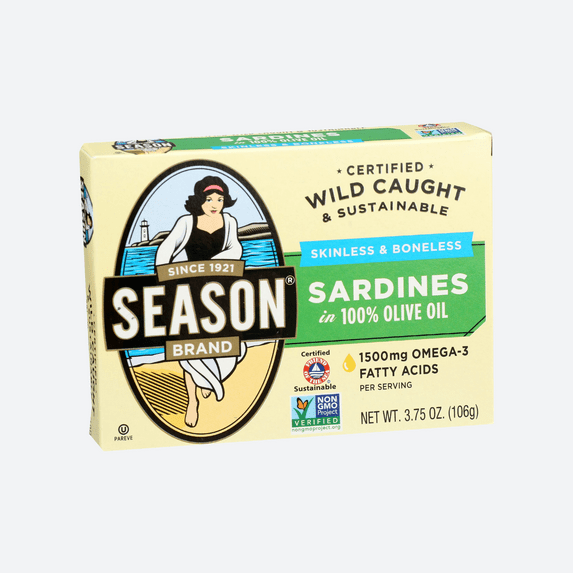 Season Sardines in 100% Olive Oil 3.7 Oz