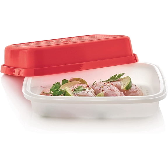 Season-Serve Marinade & Food Storage Container with Lid - Dishwasher Safe & BPA Free - Large Size with Grid Design for Seasoning Meats, Fish & Vegetables