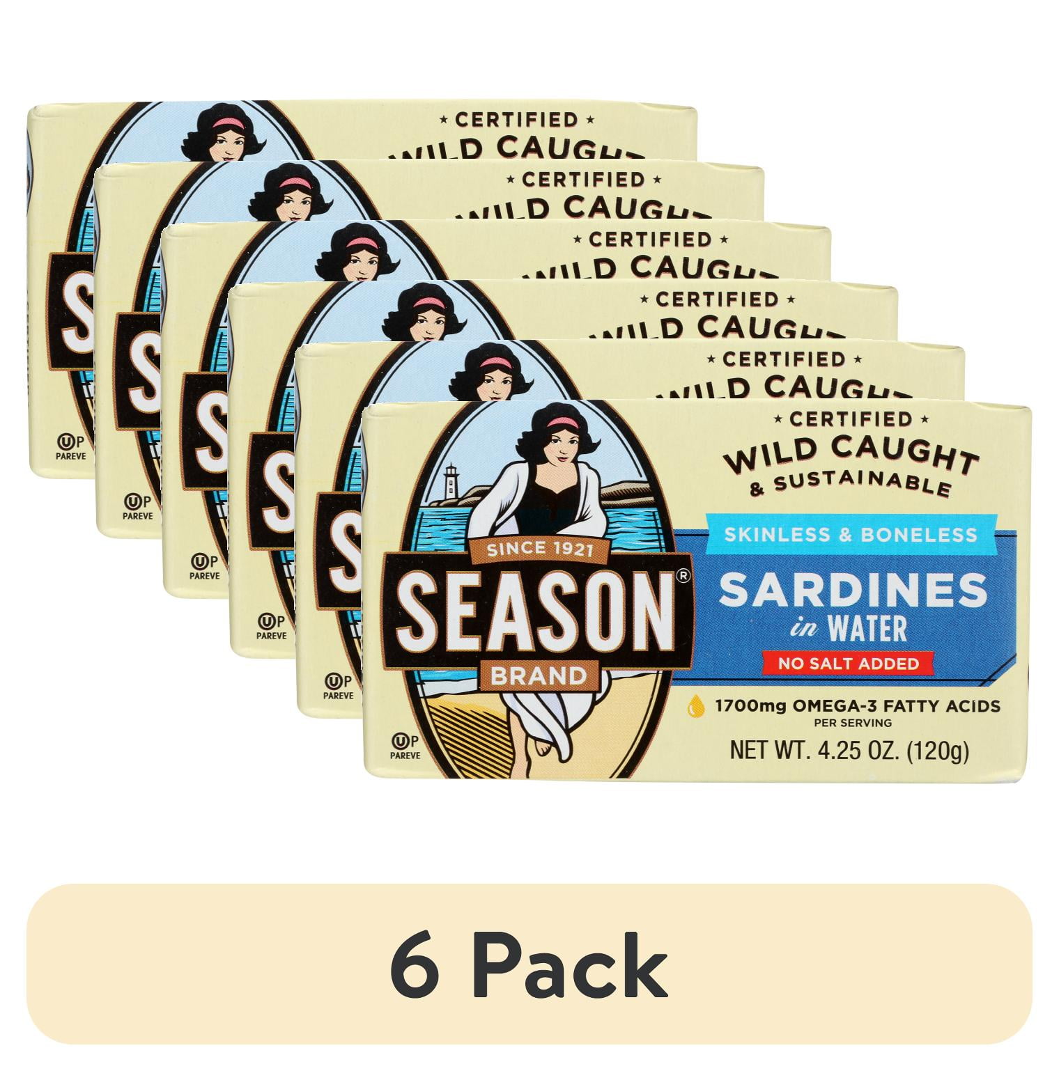 Season Sardines in Water, 4.25 oz Can