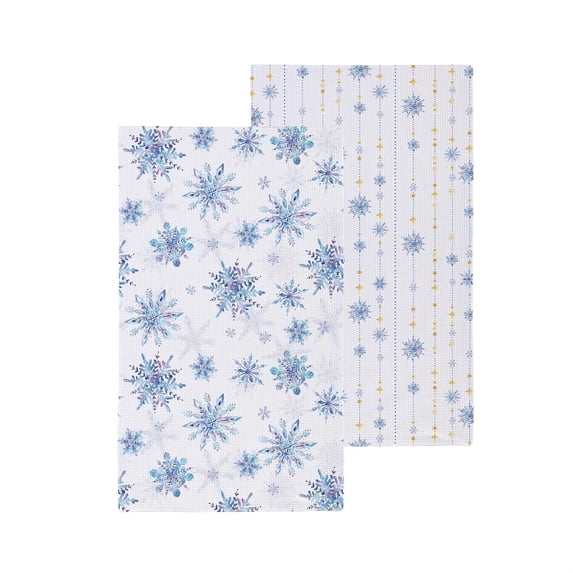 Season To Sparkle Kitchen Towel Quick Dry Waffle Weave Double-Sided, Snowflake, 30"L x 18"W