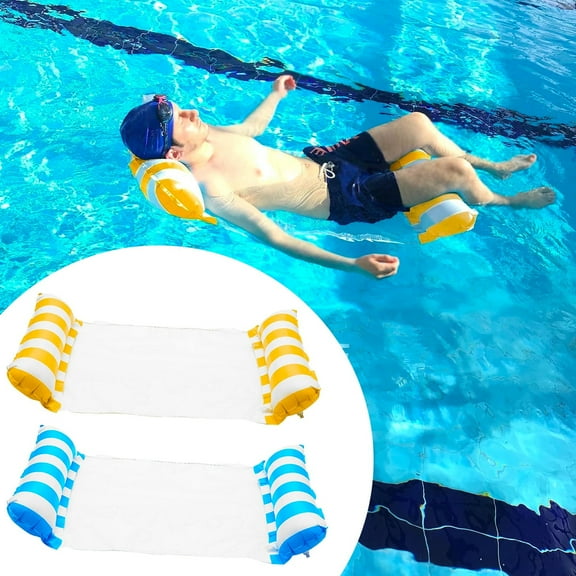 Season Toys Inflatable Water Hammock Pool Toys & Floats, Blue and Yellow, 2-Pack
