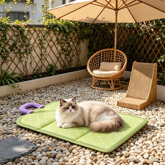 All Season Waterproof Pet Sleeping Pad, Dog Cat Cooling Mat With Non-Slip Backing, Breathable Washable Bed Cushion For Crate Floor, 20x28 Inches, Green
