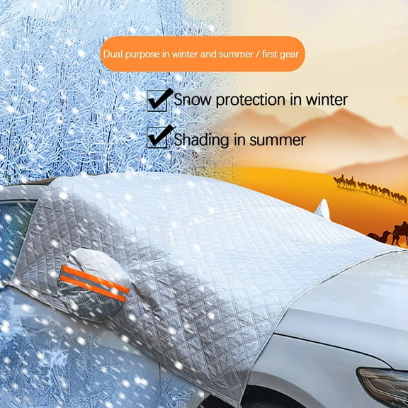 All Season Windshield Cover, Windproof Snow Protection, Anti Theft Design, Foldable Protective Cloths, Vehicle Shield Covers for Sedans, SUVs, Cold Weather and Independence Day Outdoor Parking