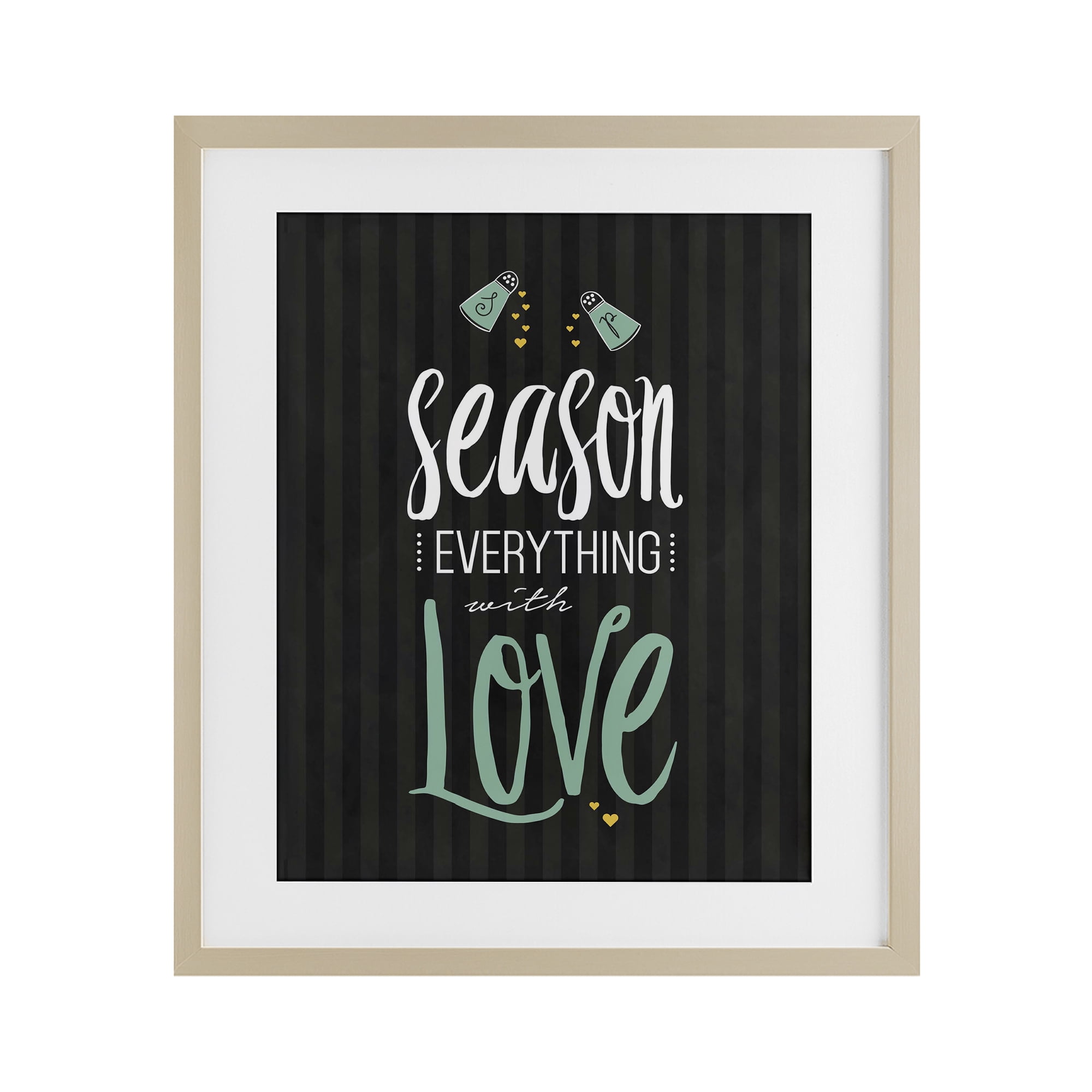 Season With Love Black & Green Birch Framed Print Under Glass, design by Lettered and Lined