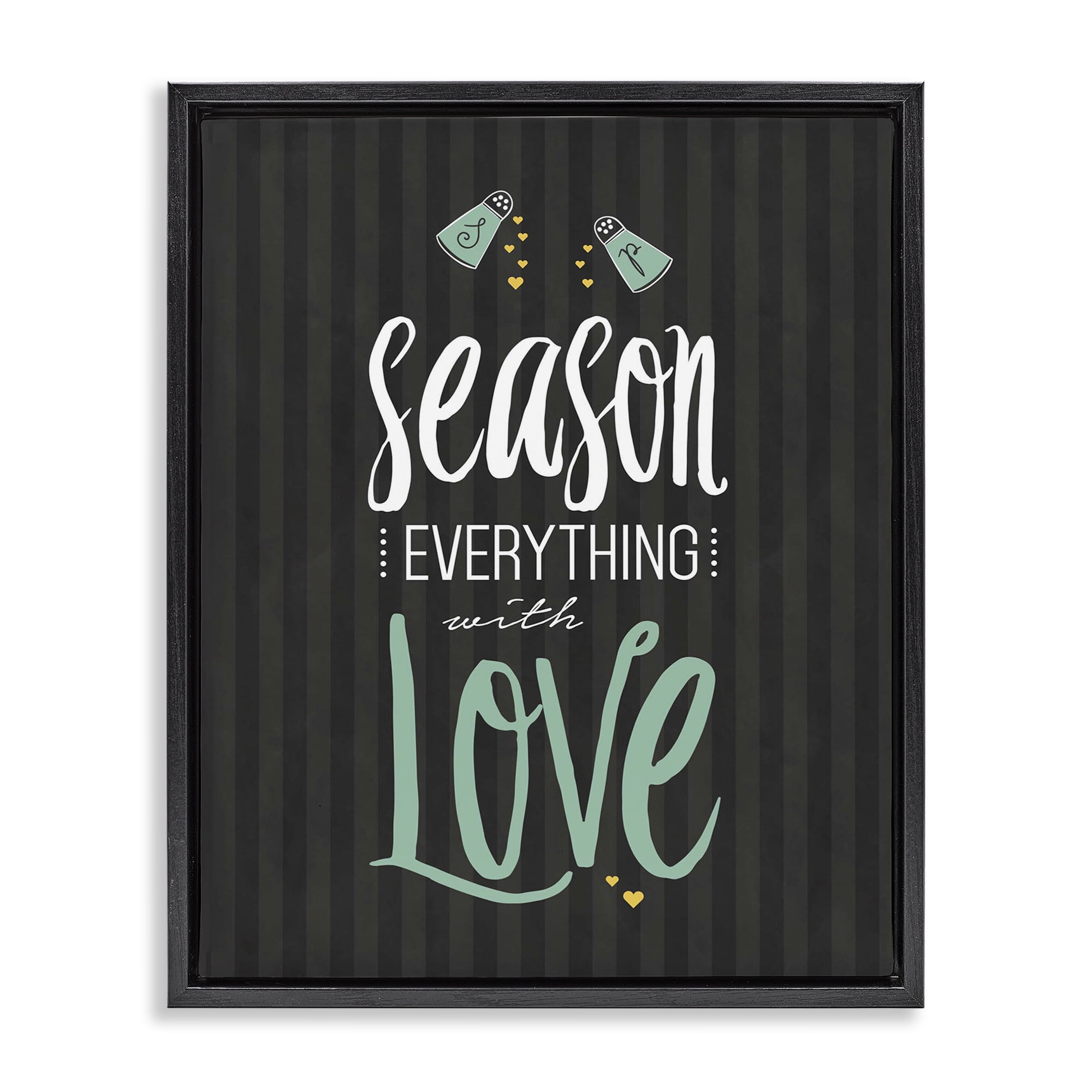 Season With Love Black & Green Black Framed Floater Canvas Wall Art, design by Lettered and Lined