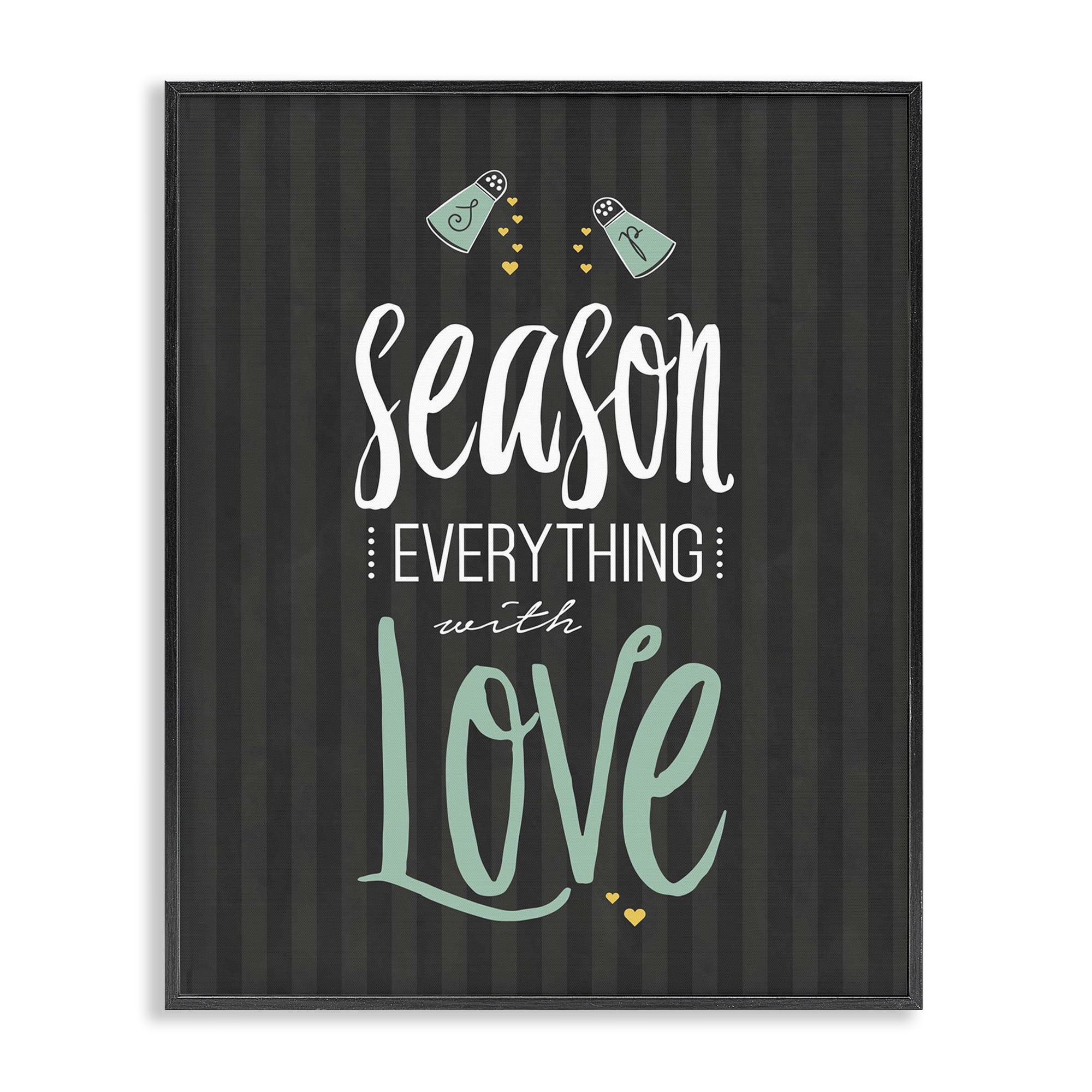 Season With Love Black & Green Black Framed Giclee Art, design by Lettered and Lined