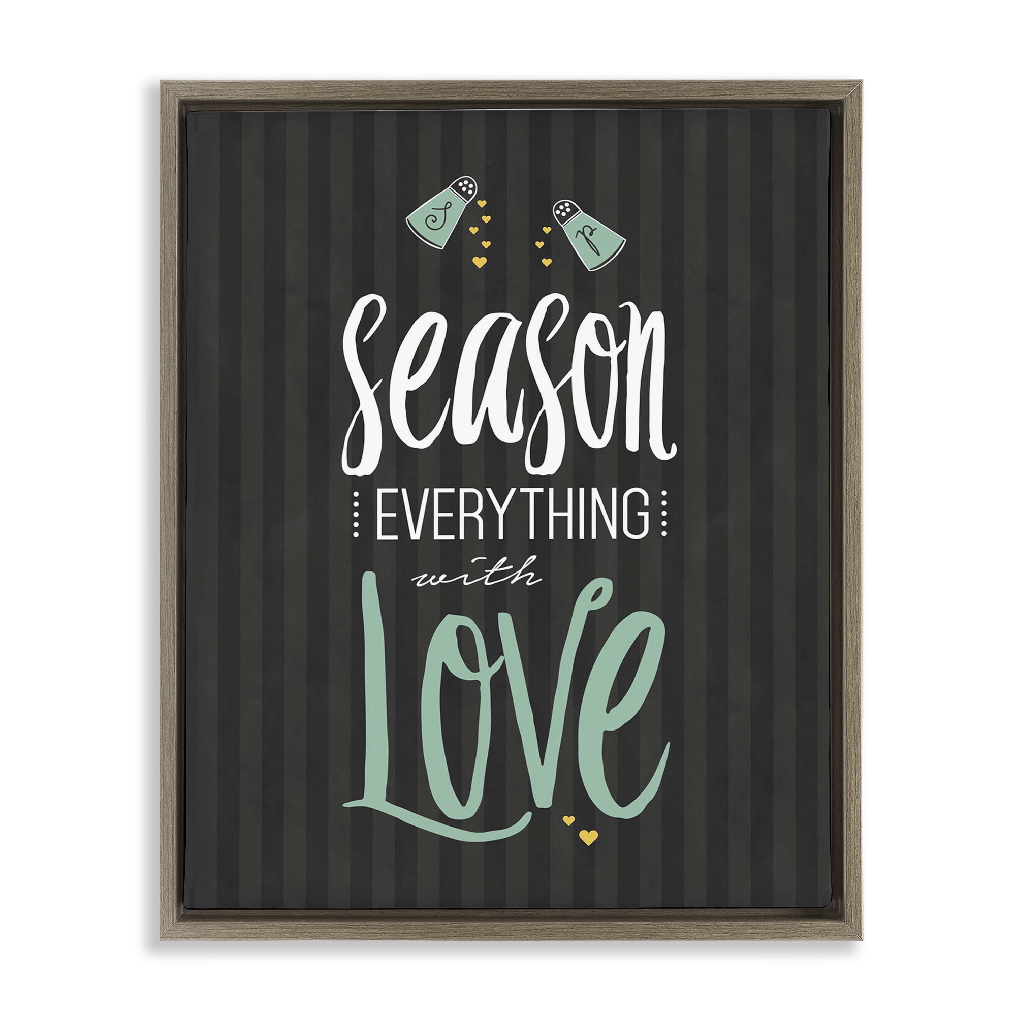 Season With Love Black & Green Brown Framed Floater Canvas Wall Art, design by Lettered and Lined