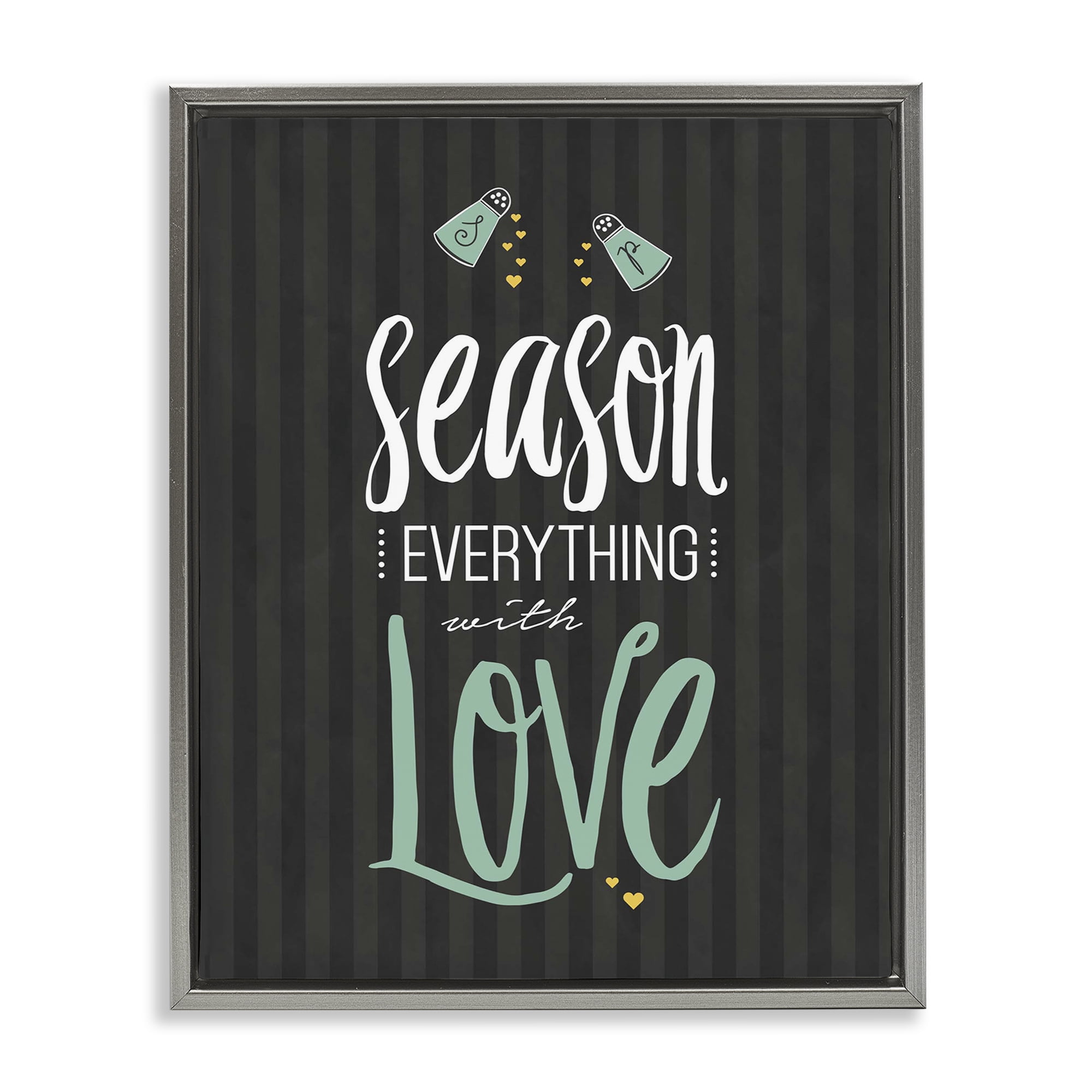Season With Love Black & Green Gray Framed Floater Canvas Wall Art, design by Lettered and Lined