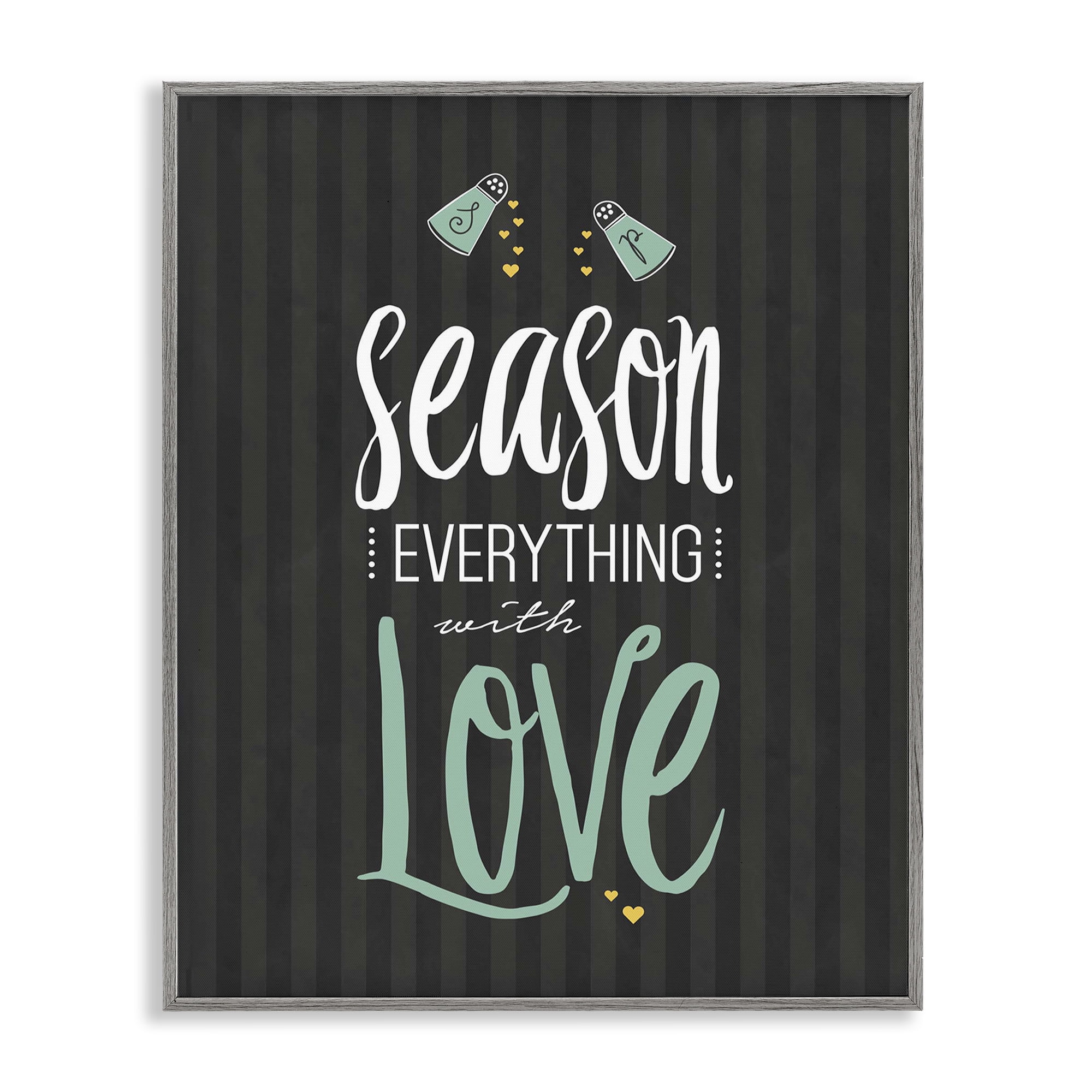 Season With Love Black & Green Gray Framed Giclee Art, design by Lettered and Lined