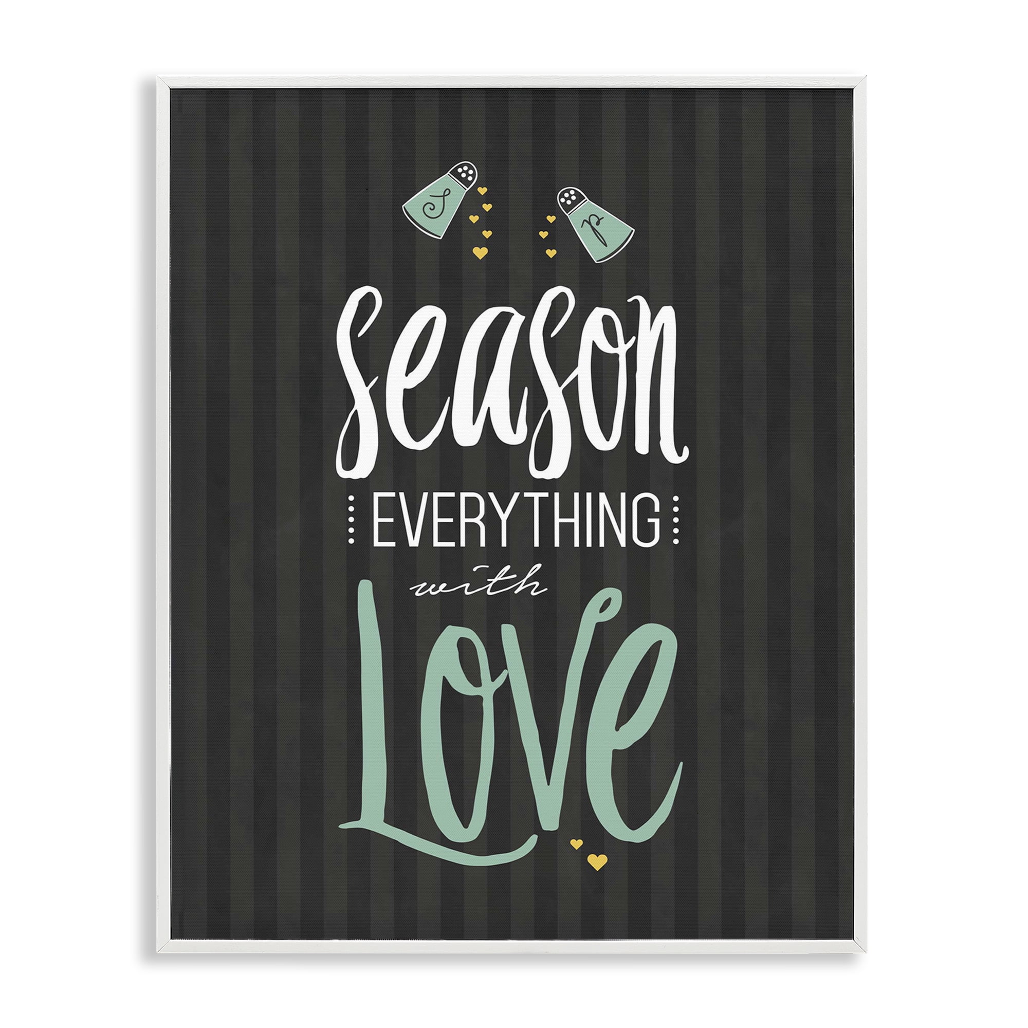 Season With Love Black & Green White Framed Giclee Art, design by Lettered and Lined