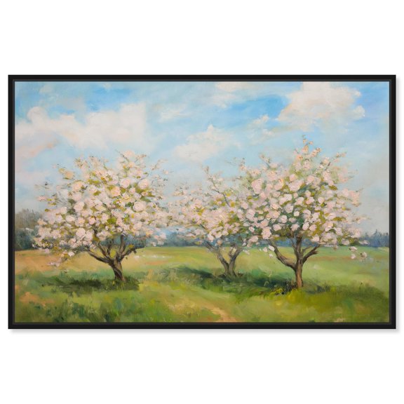 Season of Blossoms Canvas Cottage Landscapes by Art Remedy, Black Frame, 24 x 16