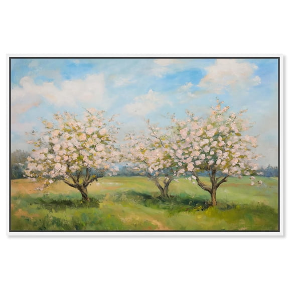 Season of Blossoms Canvas Cottage Landscapes by Art Remedy, White Frame, 36 x 24