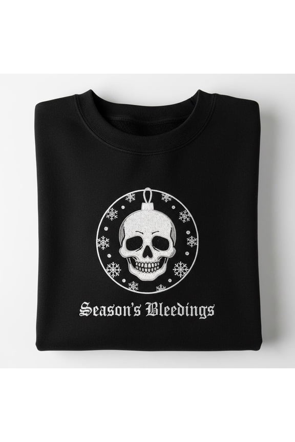 Season's Bleedings Embroidered Sweatshirt, Gothic Skull Ornament, Dark Christmas Pullover, Emo Holiday Sweater, Alt Clothing Gift
