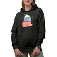 thumbnail image 1 of Season's Greetings, Peace, Joy, Love & Hot Cocoa Mug Art, Black Hooded Sweatshirt or Hoodie, Small, 1 of 5