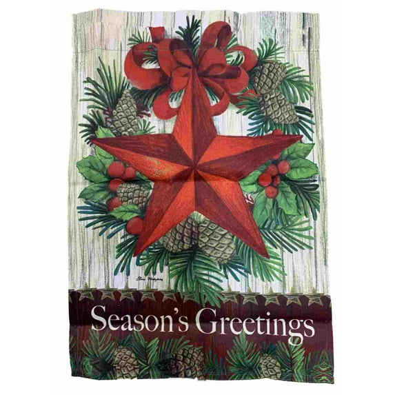 Season's Greetings Star Holiday Decorative Garden Suede Flag 18 x 12.5 Inch