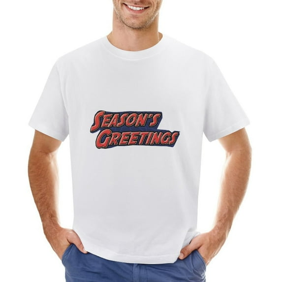 Season's Greetings Vintage T-shirt Mens Cotton Classic Crewneck Short Sleeve Tees Unisex White M