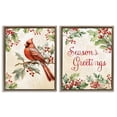 thumbnail image 1 of Stupell Industries Season's Greetings and Cardinal 2 Piece Brown Framed Floater Canvas Set, design by Nicole DeCamp, 31 x 25, 1 of 9