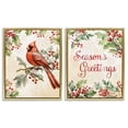 thumbnail image 1 of Stupell Industries Season's Greetings and Cardinal 2 Piece Gold Framed Floater Canvas Set, design by Nicole DeCamp, 31 x 25, 1 of 9