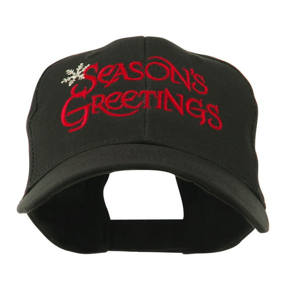 Season's Greetings with Snowflake Embroidered Cap - Black OSFM
