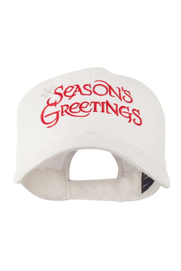Season's Greetings with Snowflake Embroidered Cap - White OSFM