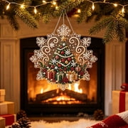 SeasonNest Christmas Diamond Painting Suncatcher Kit 8in Snowflake Pearl Bead Craft for Adults Gift