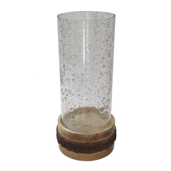 Seasonal Abode Vase on Mango Wood Base
