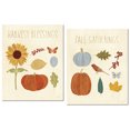 thumbnail image 1 of Seasonal Autumn "Harvest Blessing" and "Fall Gatherings" Set by Veronique Charron; Two 11x14in Poster Prints. Cream/Orange/Green, 1 of 1