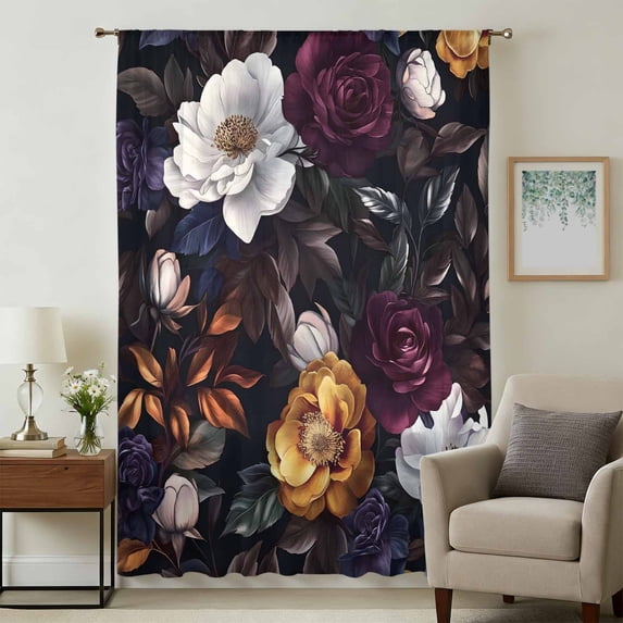 Seasonal Botanical Blooms Sheer Curtains 72 Inches Long, Vintage Floral Spring Light Filering Curtains, Breathable Simi Curtain Privacy Drapes for Living Room Bedroom Lightweight Window Treatment