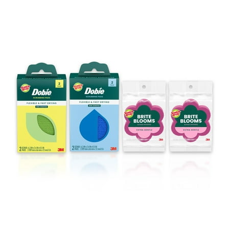 Scotch-Brite Brite Blooms Collection, 2 Extra Gentle Scrub Sponges and 4 Dobie Non-Scratch Sponges