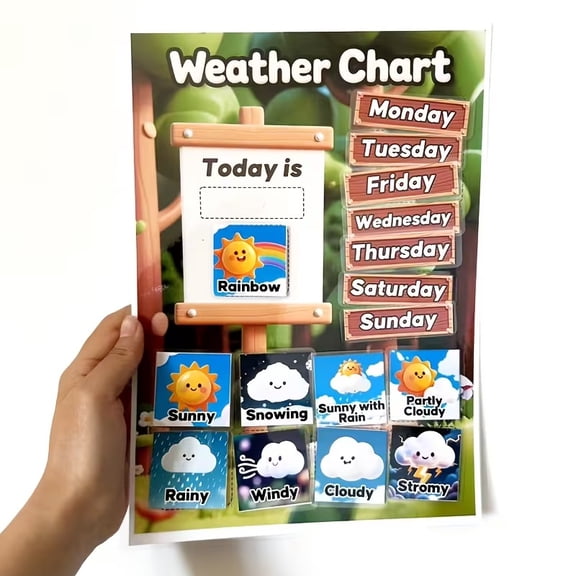 Seasonal Calendar & Weather Chart Wall Decals for Kids - Interactive Educational Sticker Set for Date, Season & Weather Tracking - Removable Vinyl for Classroom, Playroom, Bedroom & Homeschool