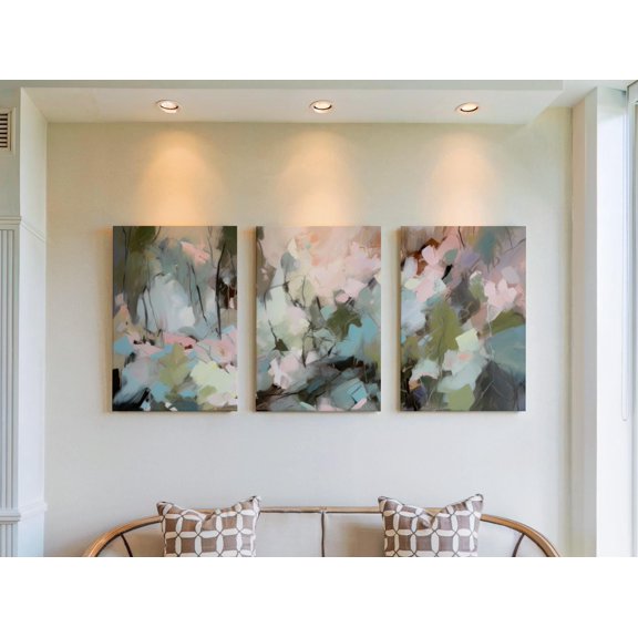 Seasonal Change Soft Nature Transition Triptych Pastel Landscape Gallery Set For Coastal Wall Art Poster, , Poster Only