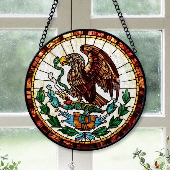 Seasonal Christmas Gift - Mexican Christmas Stained Glass Hanging Ornament - Holly & Pine Holiday Tree Decoration, Gift for Friends, Family, Mom & Dad