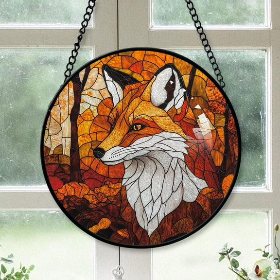 Seasonal Christmas Gift - Orange Cute Foxs Animal Stained Glass Hanging Ornament - Farmhouse Christmas Tree Decor, Gift for Dad, Mom, Friends, Family Keepsake 2025