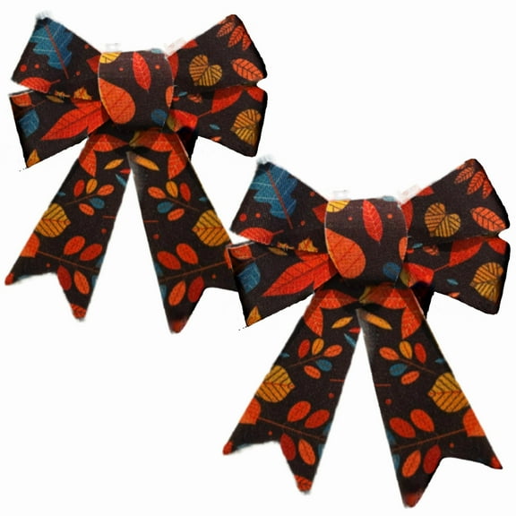 Seasonal Collection Burlap Bows - 2 Count - Fall Pattern - Perfect for Crafts, Gifts & Decortions
