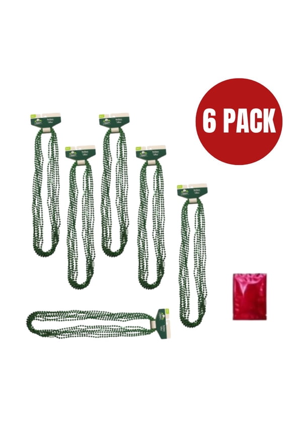 Seasonal Collection St. Patrick's Day Shiny Green Beaded Party Necklaces, 6-Pack with Bonus LaPrima Morceau Bonbon